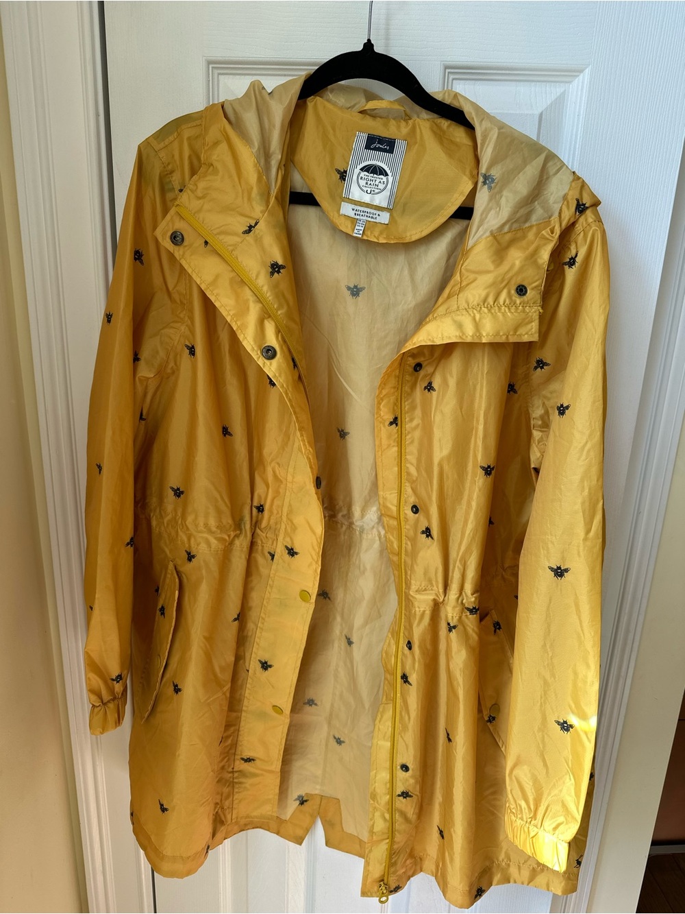 Joules Yellow Bee-Print Hooded Trench